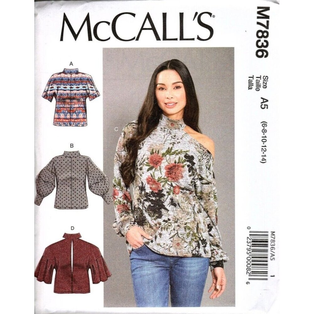 McCall's M7836 Misses 6 to 14 Easy Fitted Pullover Tops Uncut Sewing Pattern New